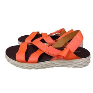 Qupid Coral Orange Strappy Sandals With Adjustable Closure & White Platform Sole